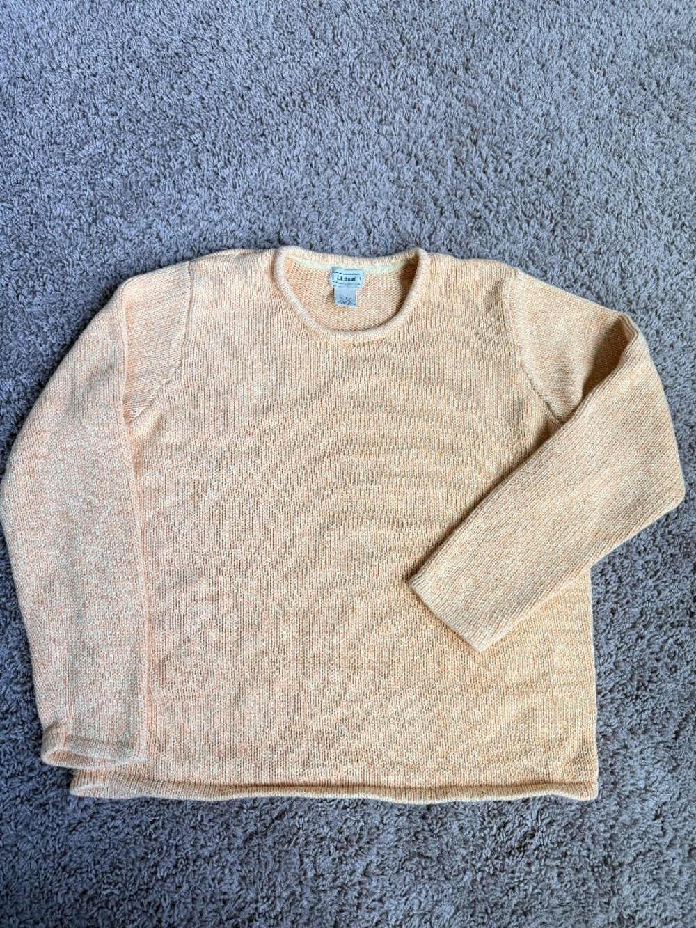 LL Bean Bright Marled Crewneck Cotton Sweater Size L